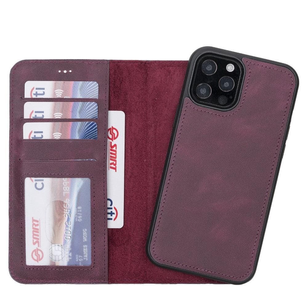 Bouletta Magic iPhone 12 Series Detachable Genuine Leather Wallet Case - MW I Phone 12 6.1 I Phone 12 Pro 6.1 Ruby Red