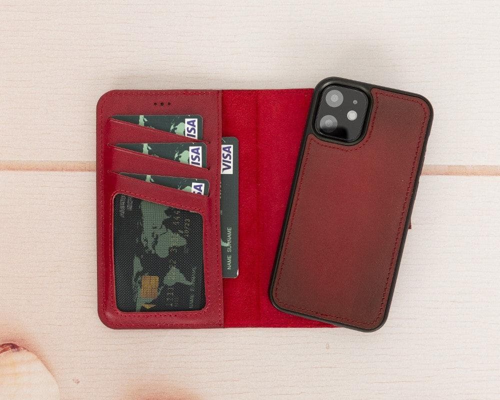 Bouletta Magic iPhone 12 Series Detachable Genuine Leather Wallet Case - MW I Phone 12 Mini 5.4" Red