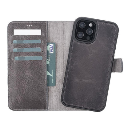 Bouletta Magic iPhone 12 Series Detachable Genuine Leather Wallet Case - MW I Phone 12 Mini 5.4" Sandy Gray