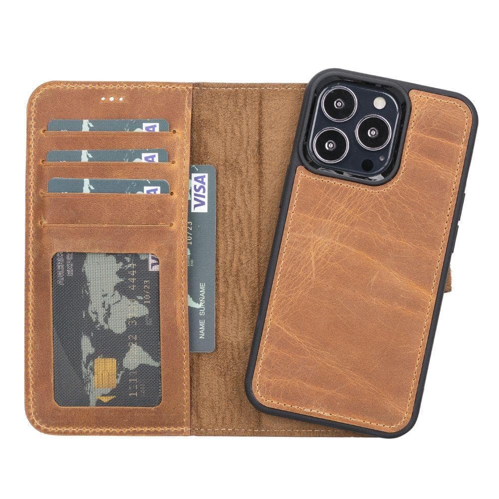 Bayelon Detachable Leather Wallet Case for iPhone 13 Series Moccasin