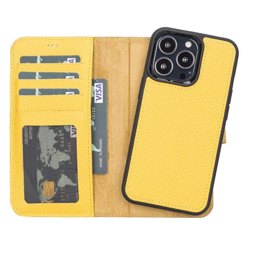 Bayelon Detachable Leather Wallet Case for iPhone 13 Series Yellow
