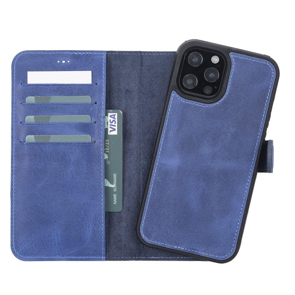 Bayelon Detachable Leather Wallet Case for iPhone 13 Series Cadet Blue