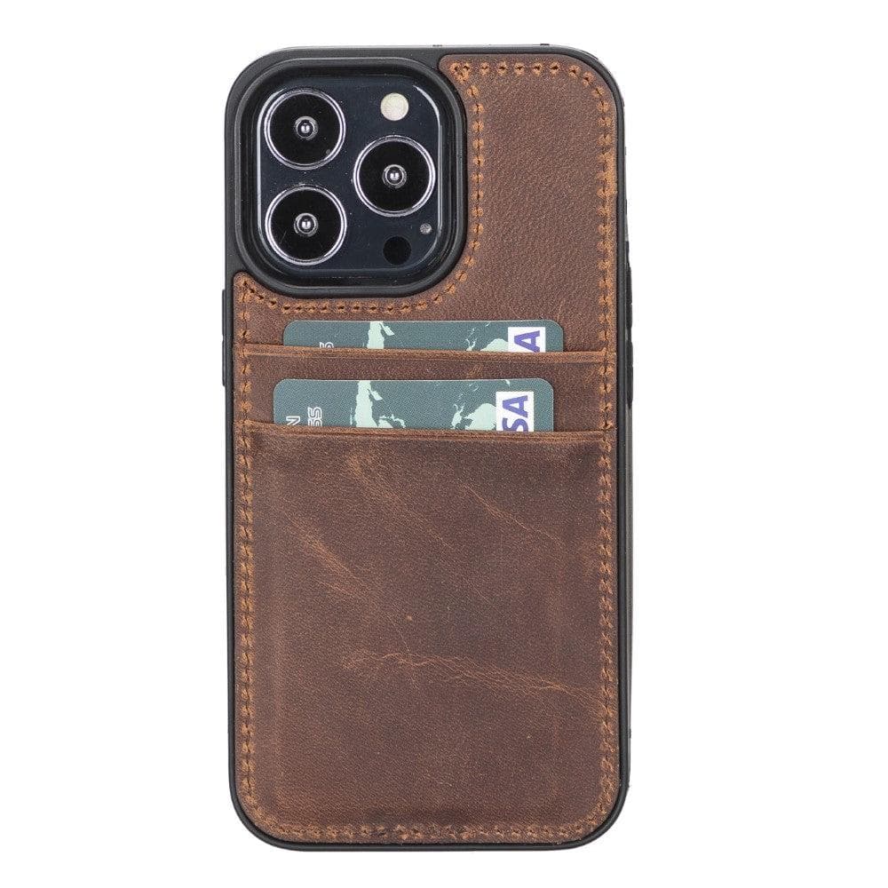 Bayelon Flex Cover Card Holder for iPhone 13 Series Leather Case Saddle Brown