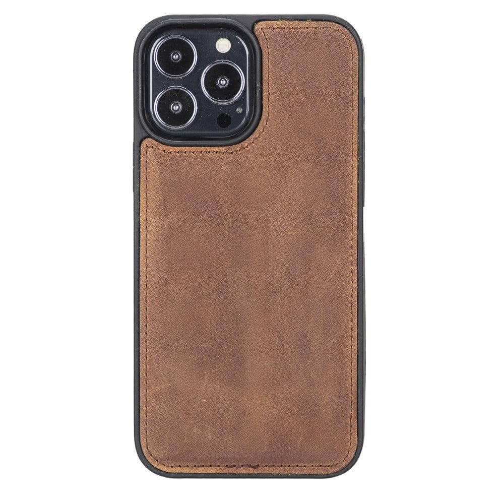 Bayelon Flex Cover Leather Back Case for iPhone 13 Series Saddle Brown