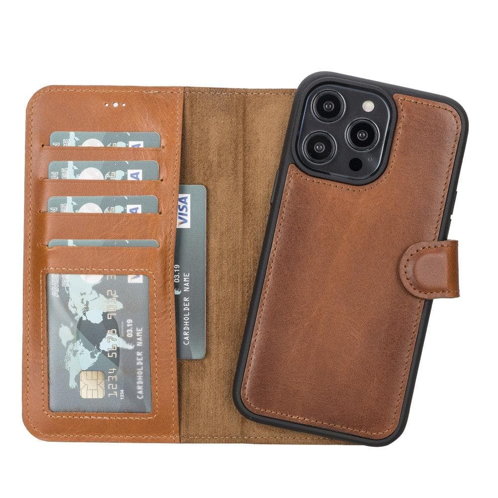 Bayelon Magic Detachable Leather Case for iPhone 14 Series Tan