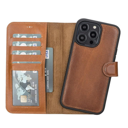 UnBranded Magic iPhone 14 Series Detachable Leather Case / MW Tan