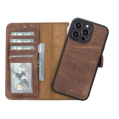 UnBranded Magic iPhone 14 Series Detachable Leather Case / MW Saddle Brown