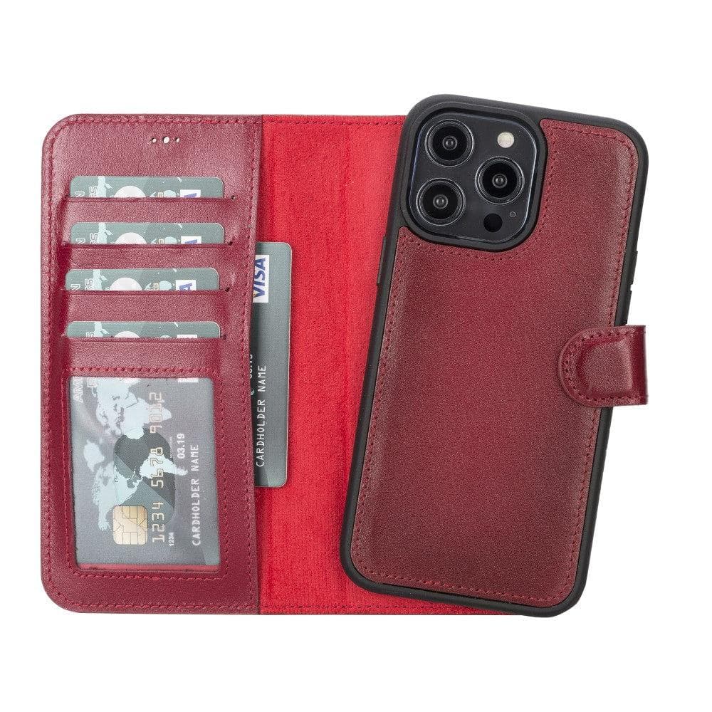 UnBranded Magic iPhone 14 Series Detachable Leather Case / MW Red