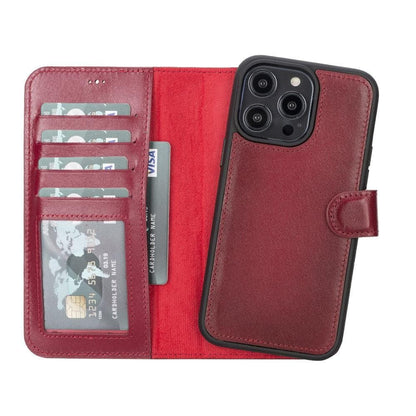 UnBranded Magic iPhone 14 Series Detachable Leather Case / MW Red