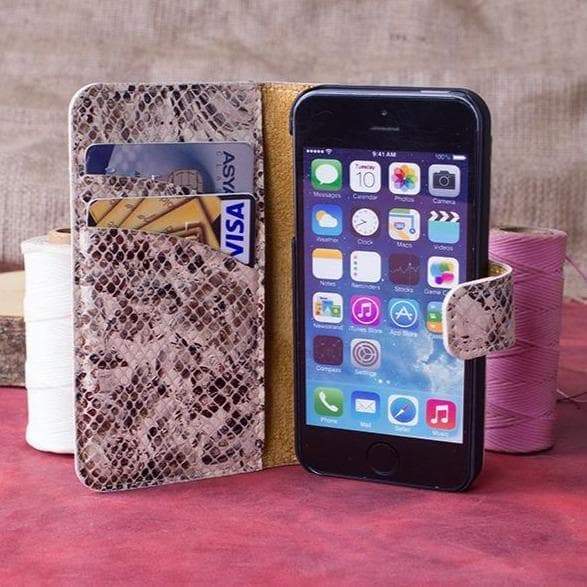 UnBranded Wallet Case iPhone 5/5S Non-Detachable Leather Wallet Case - WC Natural