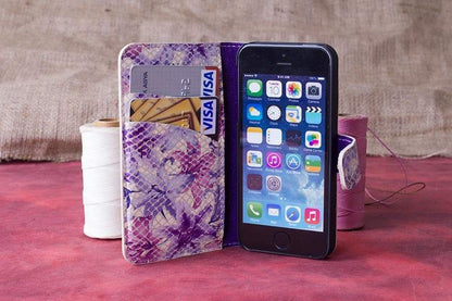 UnBranded Wallet Case iPhone 5/5S Non-Detachable Leather Wallet Case - WC Flowers