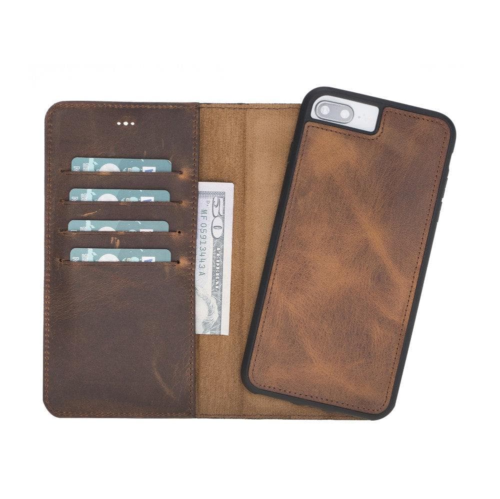 UnBranded Magic iPhone 7 Plus / 8 Plus Detachable Leather Case / MW Saddle Brown