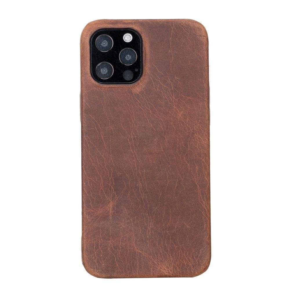 Bayelon Rock Cover Genuine Leather Case for iPhone 12 Series Saddle Brown