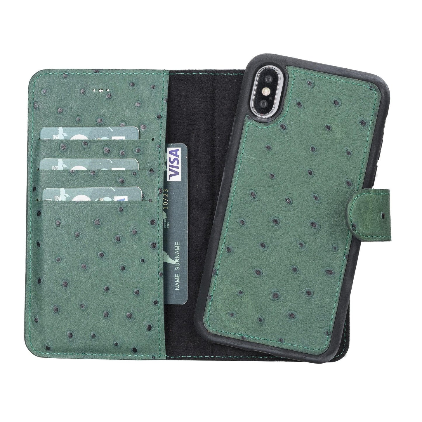 UnBranded Magic iPhone X Series Detachable Leather Case / MW I Phone X Xs Deep Green