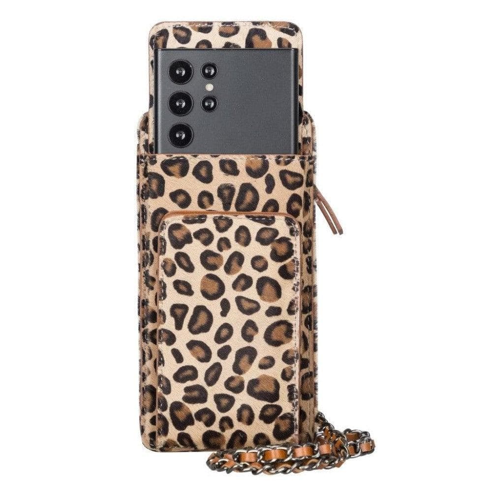 Bayelon Avjin Leather Crossbody Bag - 2-in-1 Wallet & Phone Case Leopard Tan
