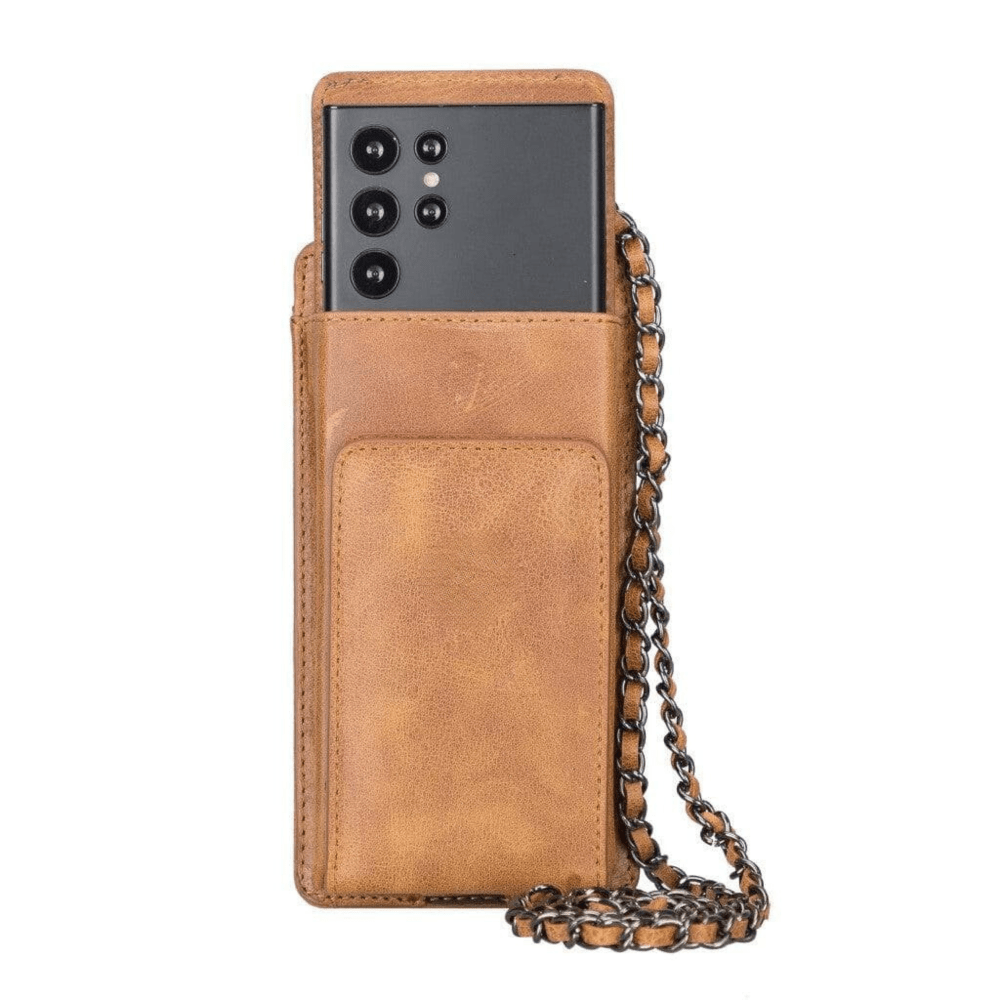 Bayelon Avjin Leather Crossbody Bag - 2-in-1 Wallet & Phone Case Golden Tan