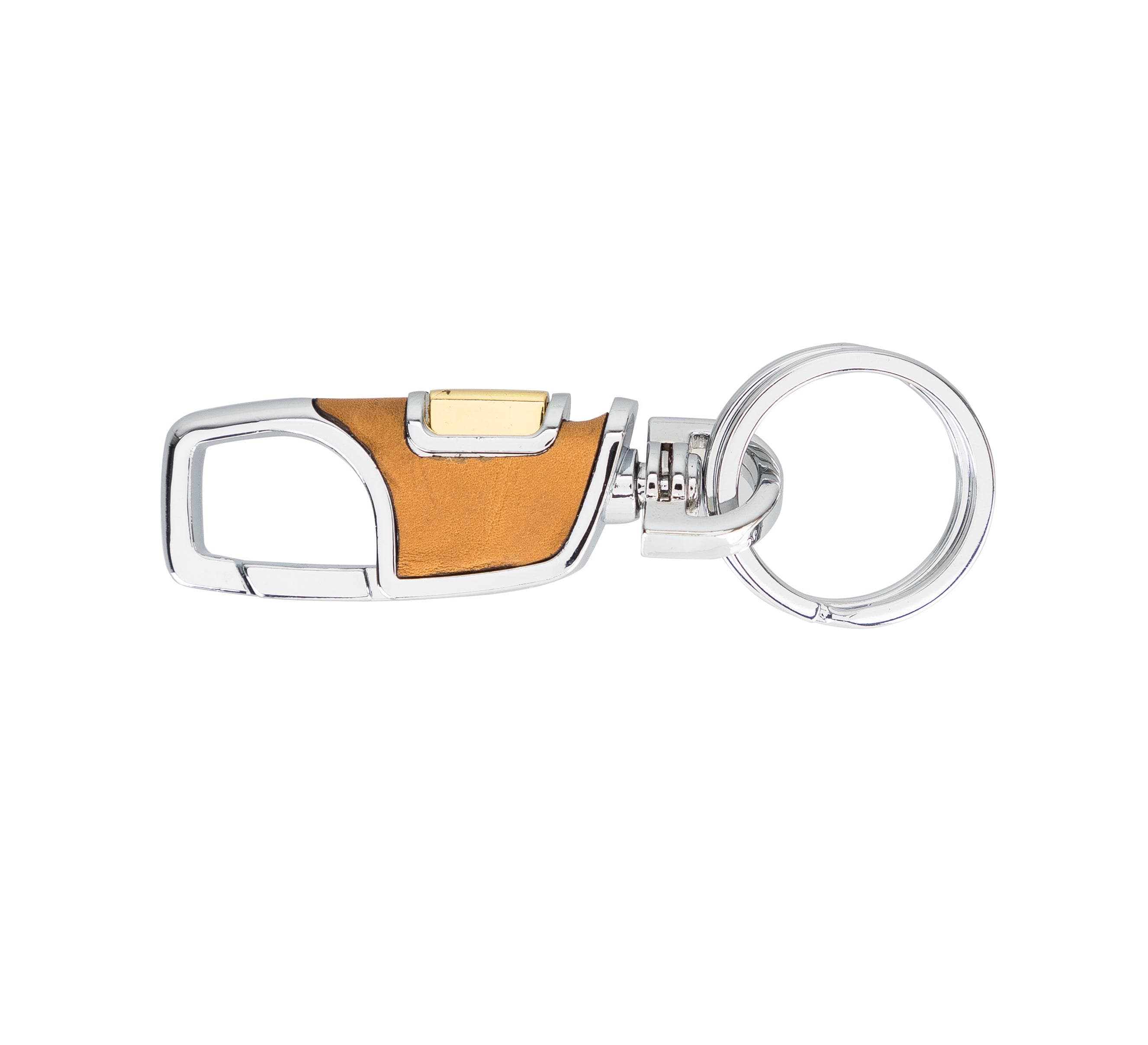 Bayelon BKR12 Genuine Leather Keyring with Premium Metal Clip Goldenrod