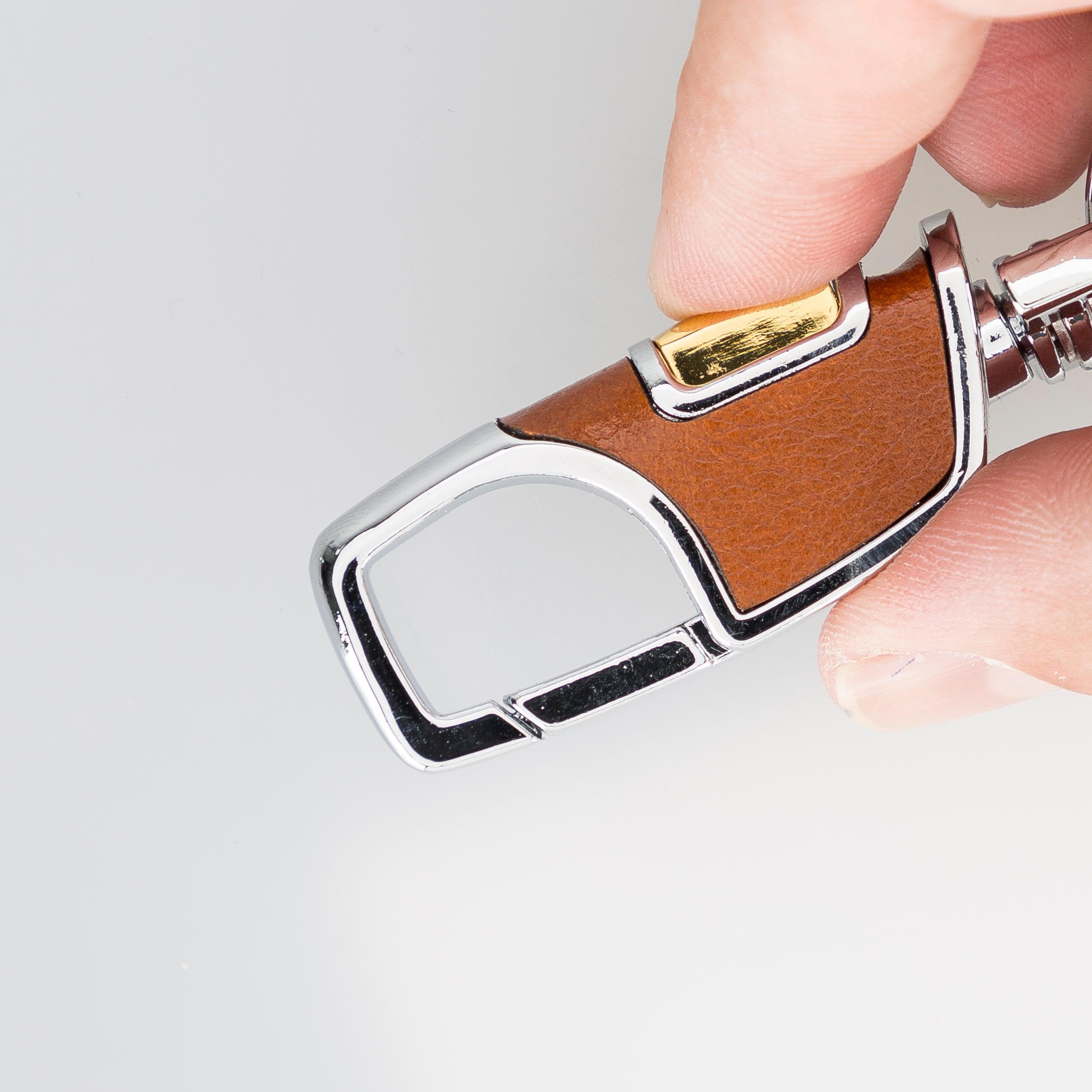 Bayelon BKR12 Genuine Leather Keyring with Premium Metal Clip