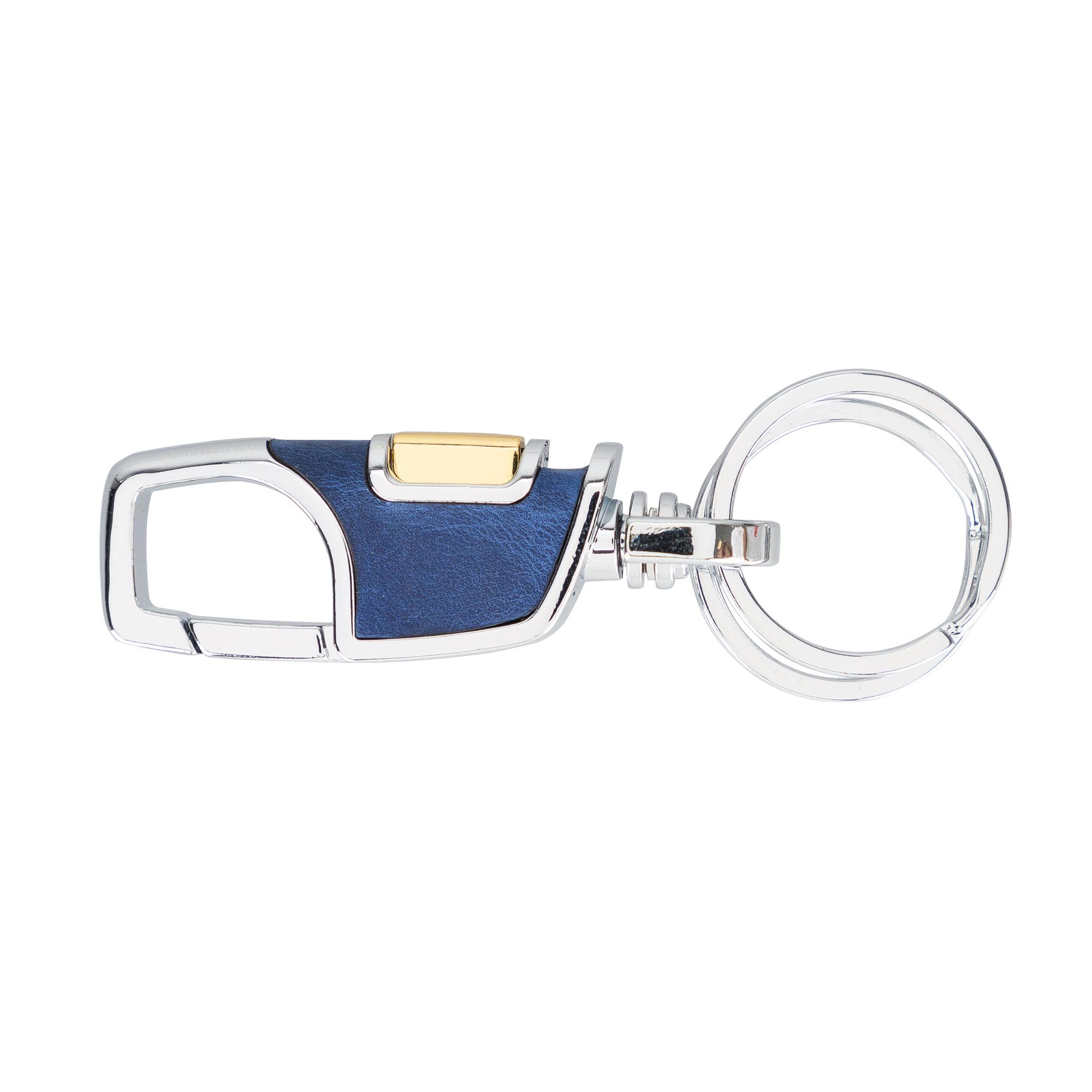Bayelon BKR12 Genuine Leather Keyring with Premium Metal Clip Cadet Blue
