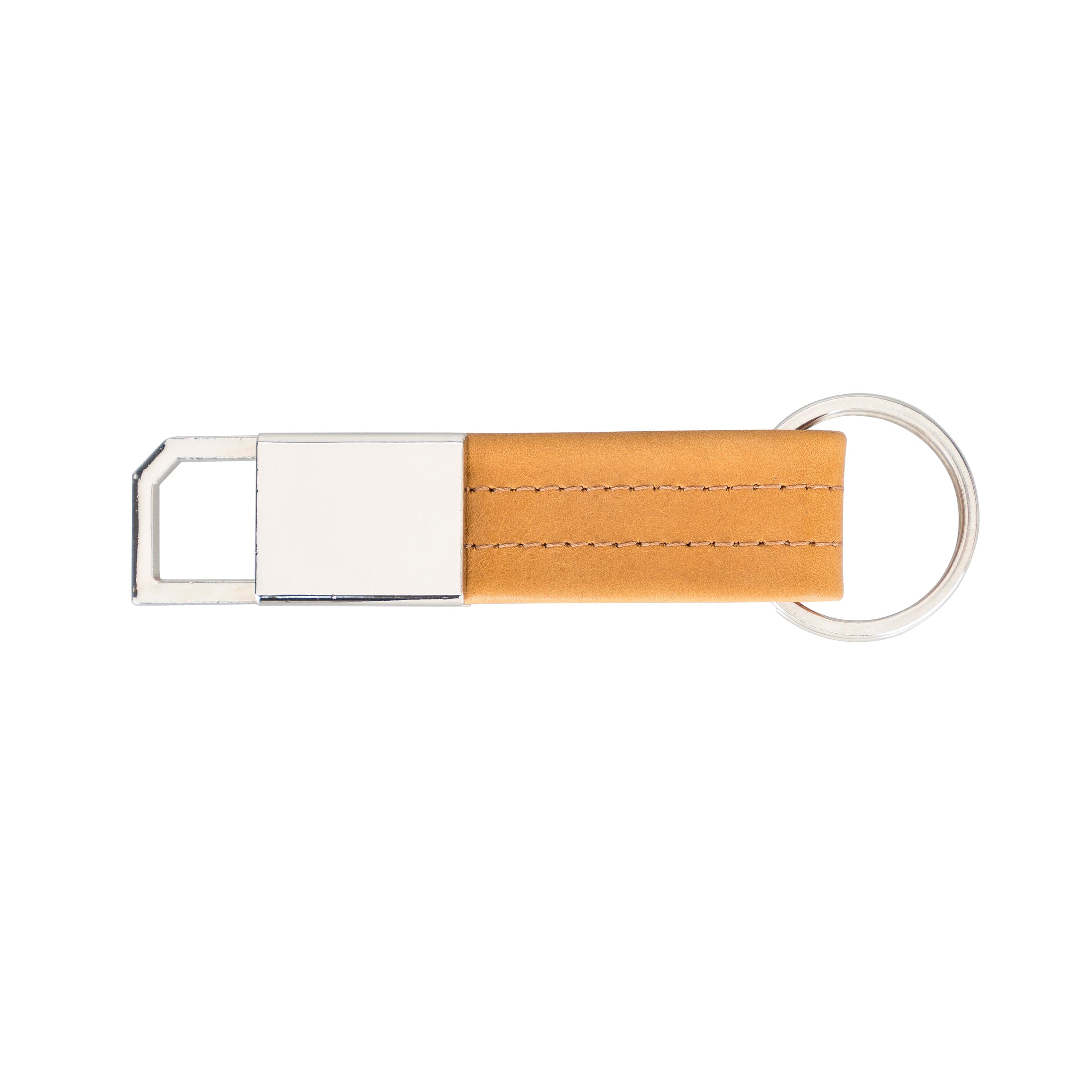 Bayelon BKR16 Genuine Leather Keyring with Sleek Metal Clip Goldenrod