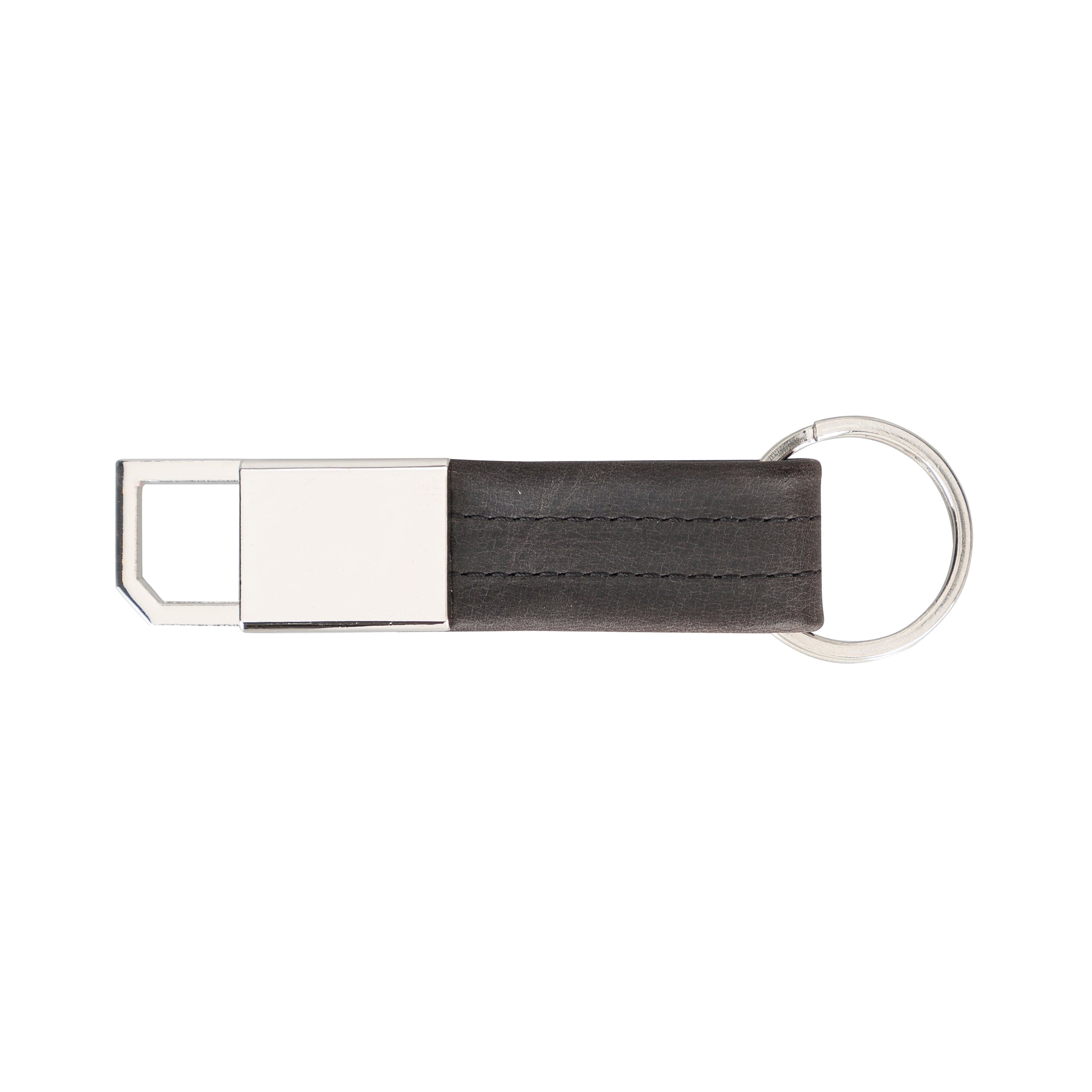 Bayelon BKR16 Genuine Leather Keyring with Sleek Metal Clip Black