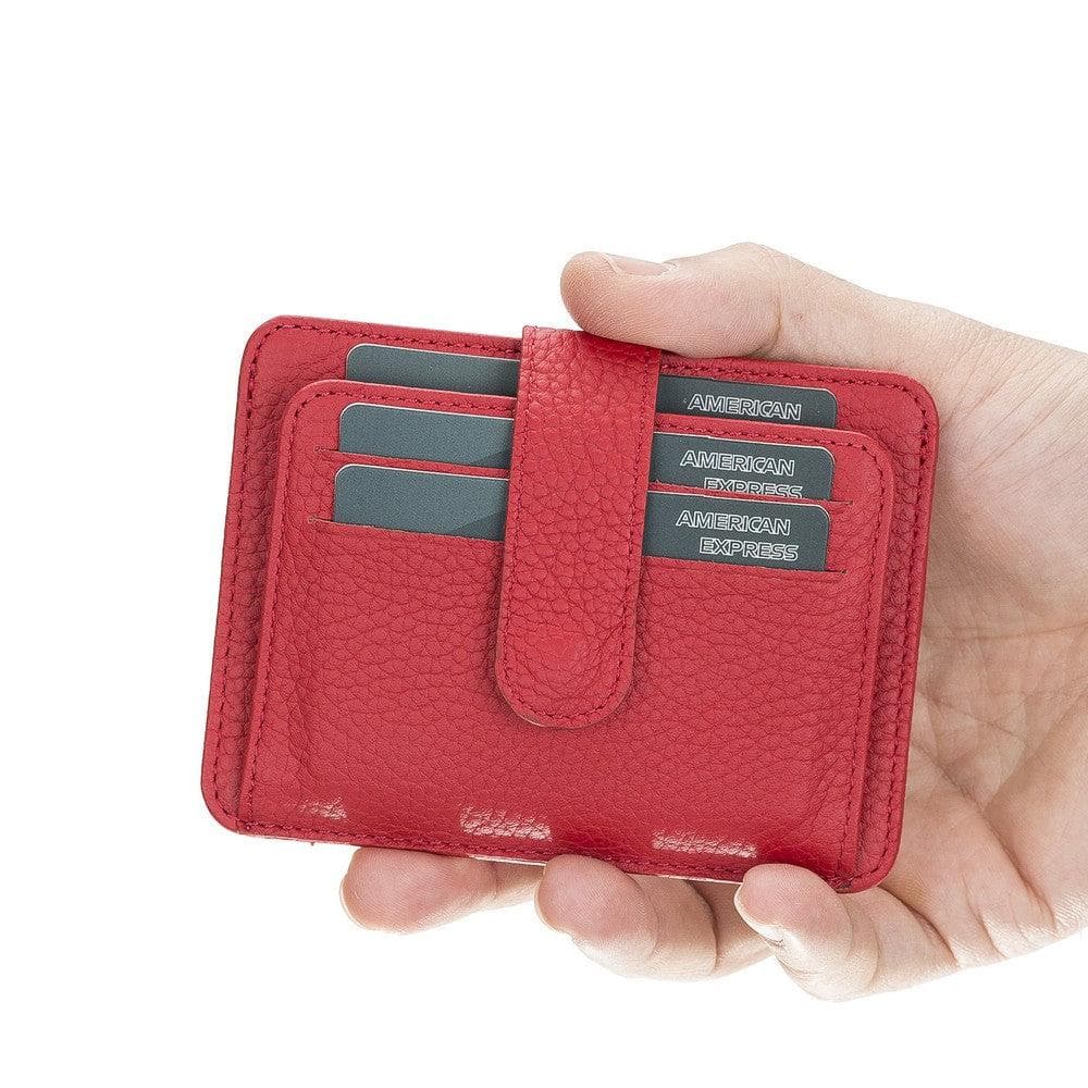 Bayelon BLW19 Genuine Leather Card Holder with Dual ID Windows Crimson