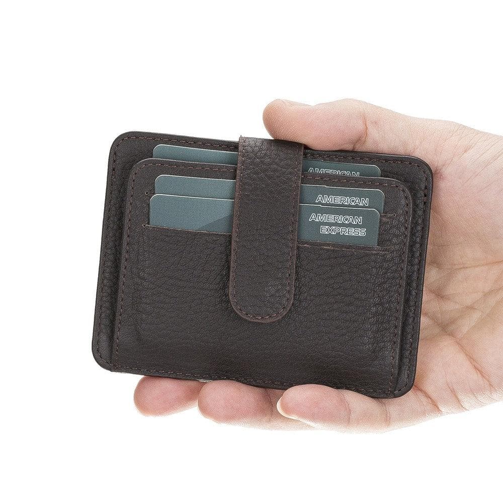 Bayelon BLW19 Genuine Leather Card Holder with Dual ID Windows Brown