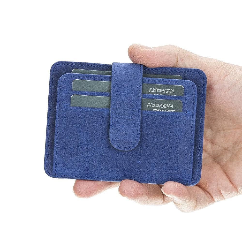 Bayelon BLW19 Genuine Leather Card Holder with Dual ID Windows Cadet Blue
