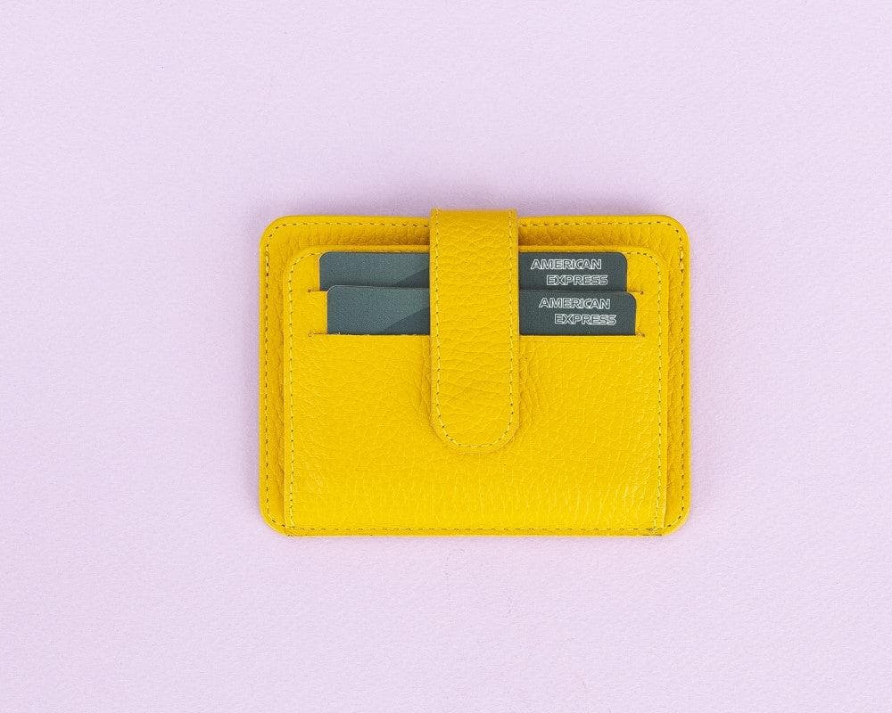 Bayelon BLW19 Genuine Leather Card Holder with Dual ID Windows Yellow