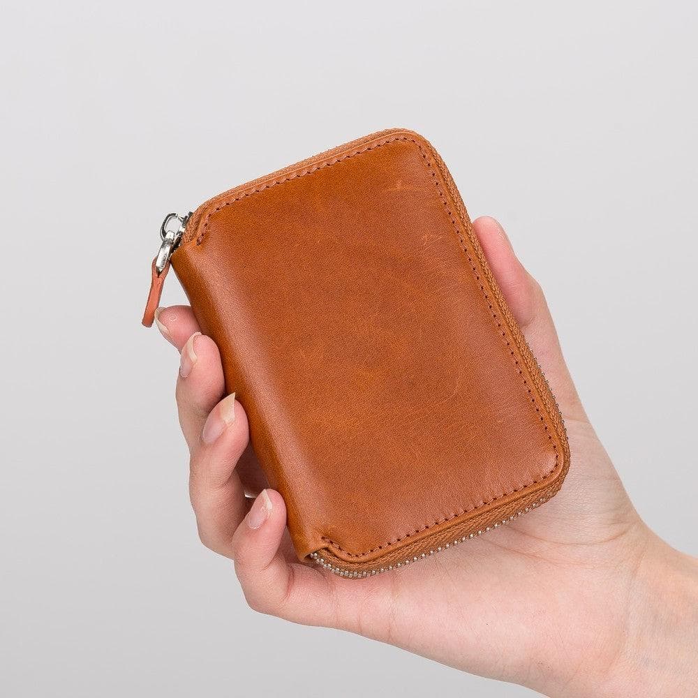 Bayelon Elvis Minimalist Leather Zipper Wallet Tan