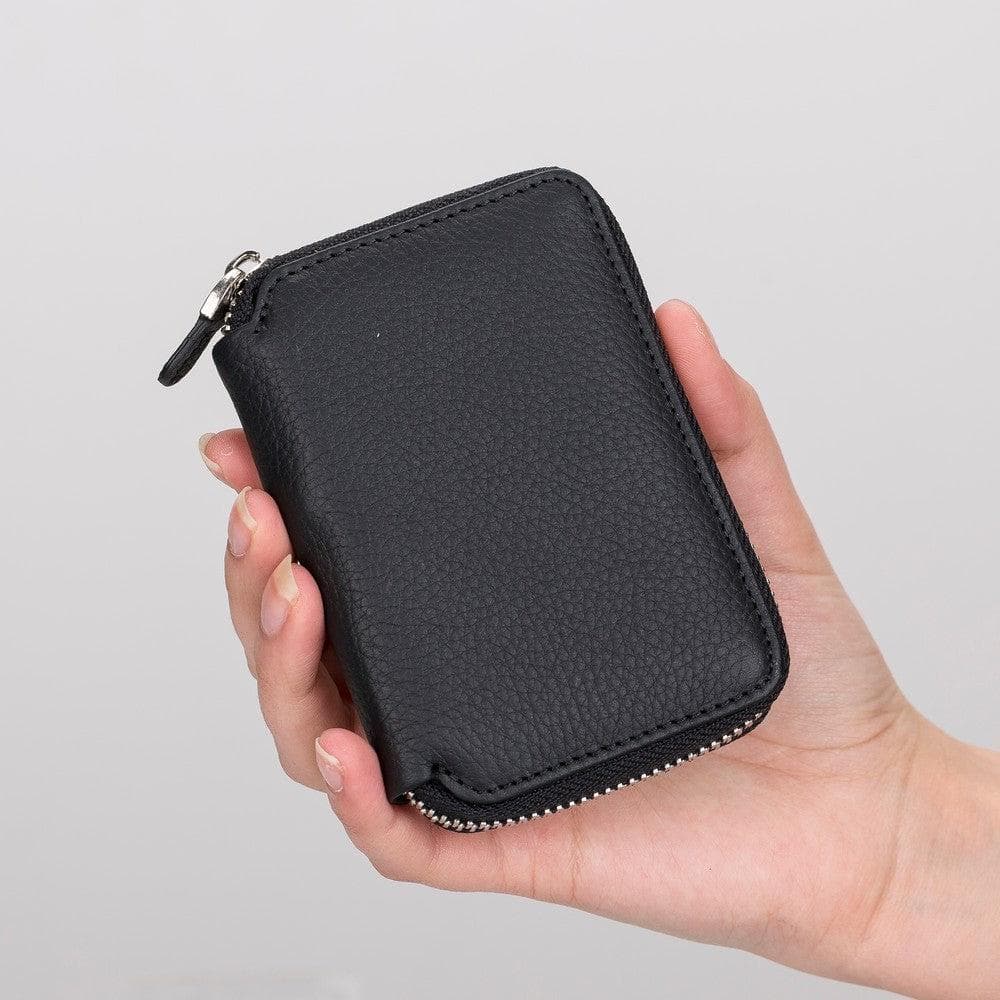 Bayelon Elvis Minimalist Leather Zipper Wallet Pebble Black