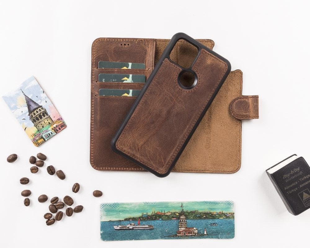 Bayelon Detachable Leather Case for Google Pixel 5 - Elegant Protection Saddle Brown