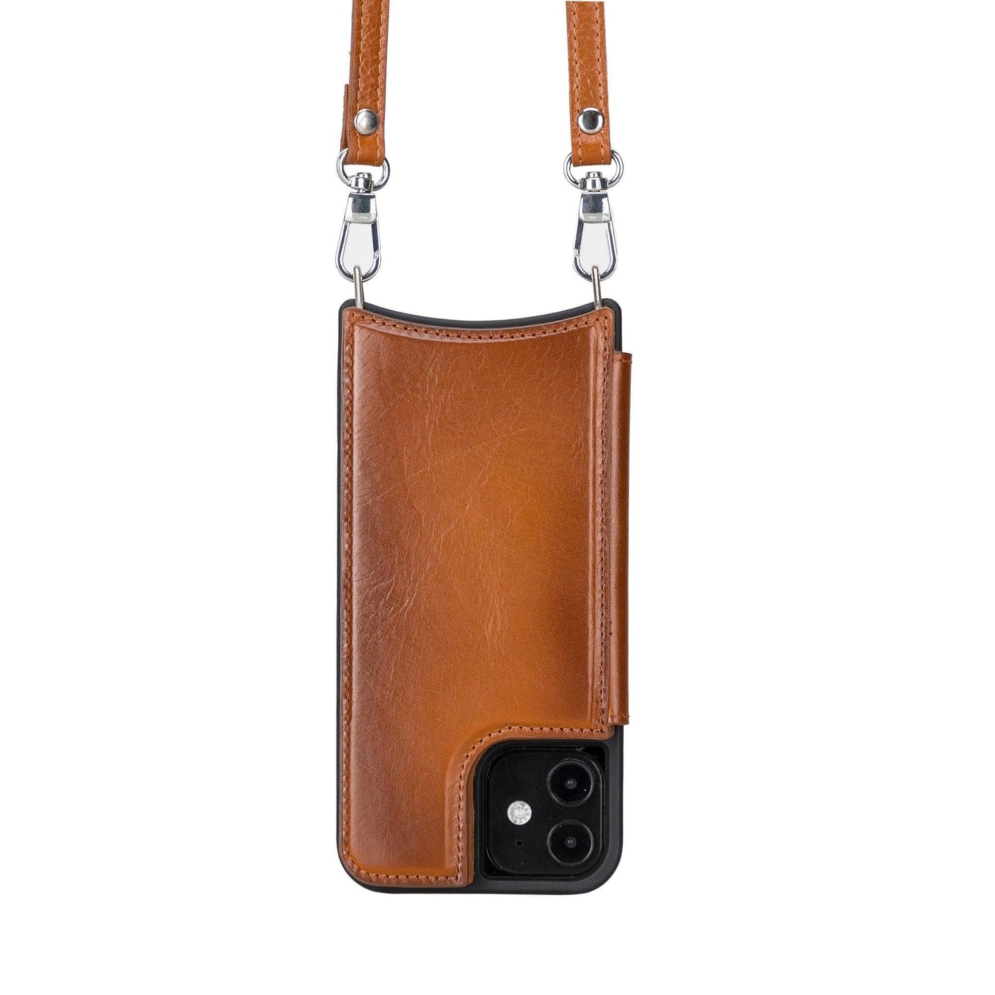 Bayelon Saff iPhone 12 Series Leather Case with Crossbody Strap - SAFF UFW I Phone 12 Pro 6.1' Tan