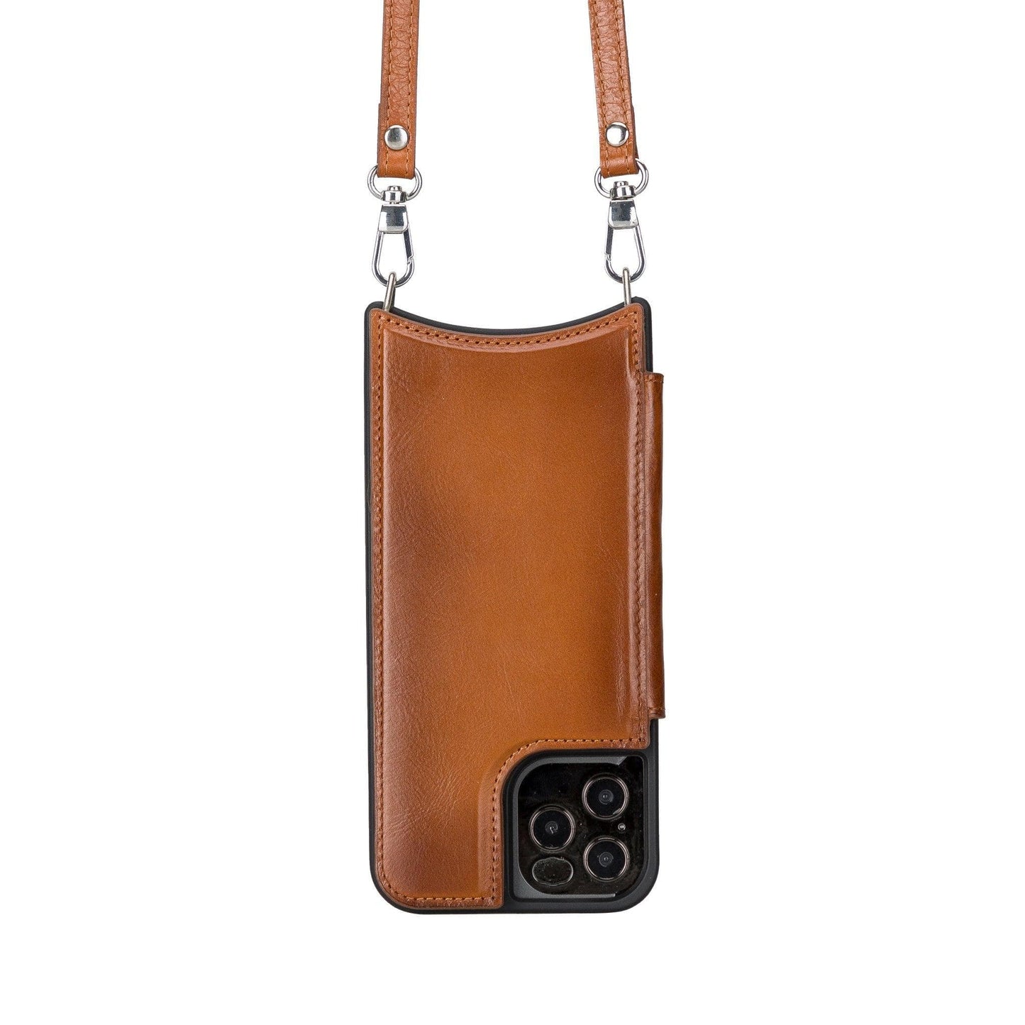 Bayelon Saff iPhone 12 Series Leather Case with Crossbody Strap - SAFF UFW I Phone 12 Pro Max 6.7' Tan