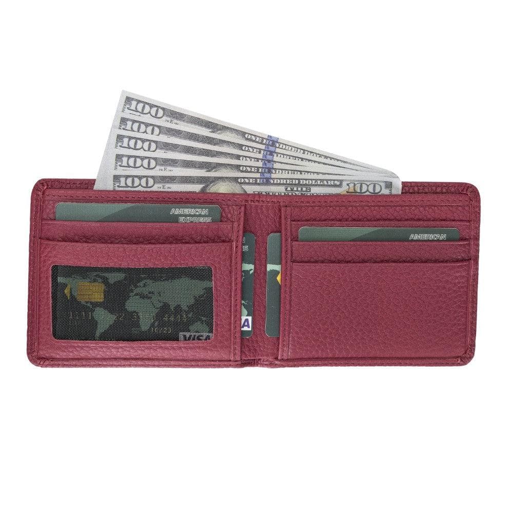 Bayelon Jeffry Genuine Leather Bifold Wallet Dark Red