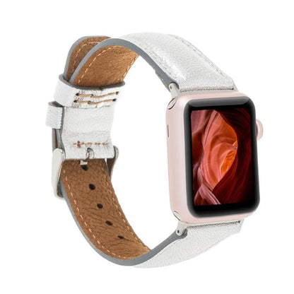 Leather Apple Watch Bands - Classic Style Silver