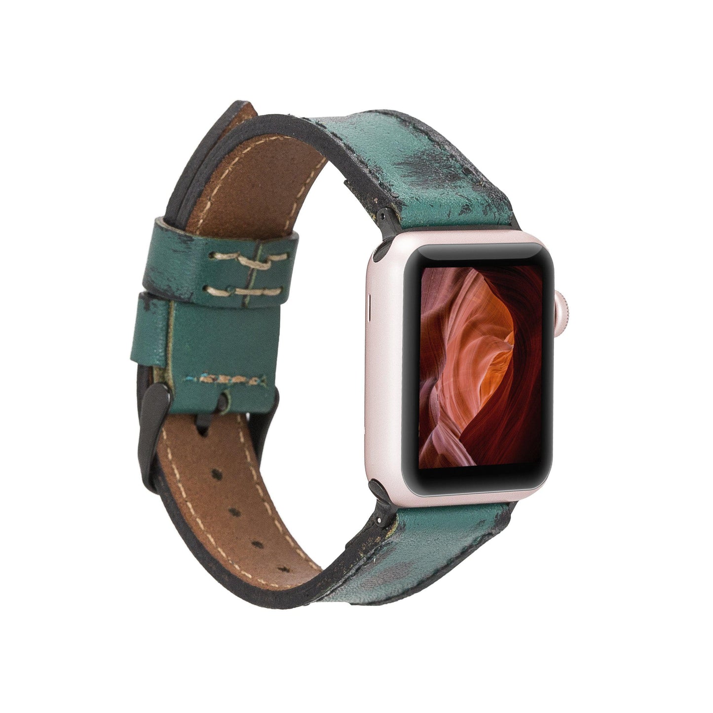 UnBranded Classic Leather Apple Watch Band Sandy Green 40 41 42mm