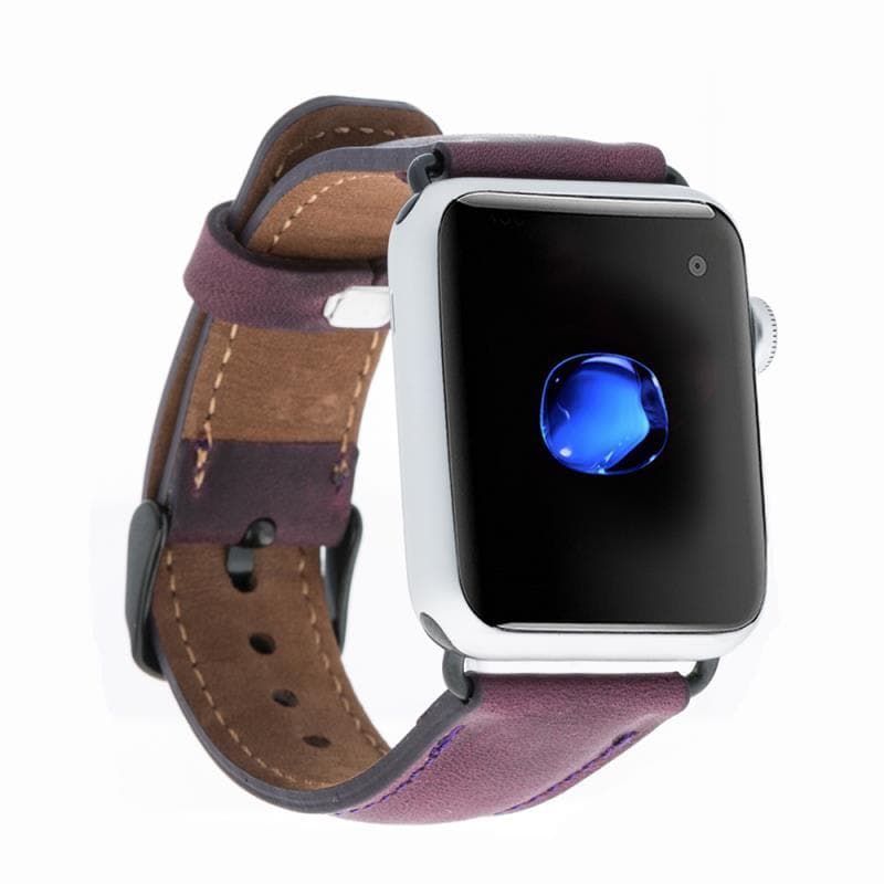 UnBranded Classic Leather Apple Watch Band Purple 40 41 42mm