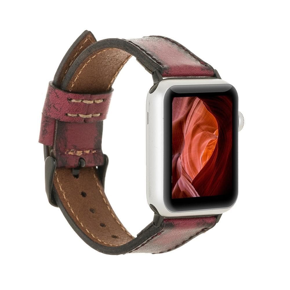 UnBranded Classic Leather Apple Watch Band Ruby Red 40 41 42mm