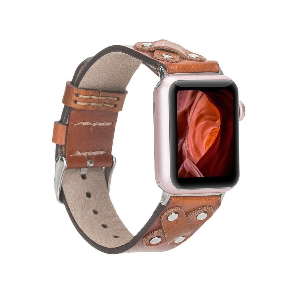 UnBranded Cross Leather Apple Watch Band with Silver Trok Tan