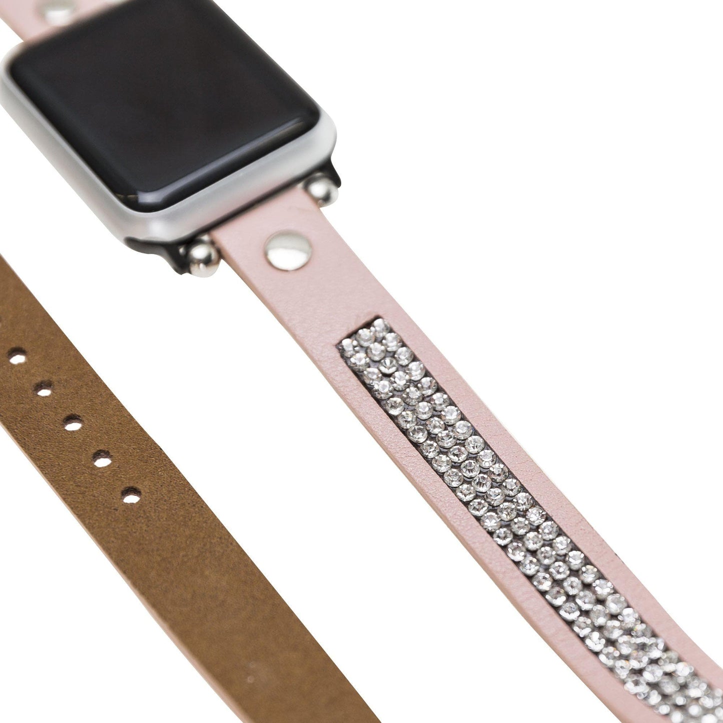 UnBranded Crystal Double Tour Leather Apple Watch Band