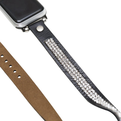 UnBranded Crystal Double Tour Leather Apple Watch Band