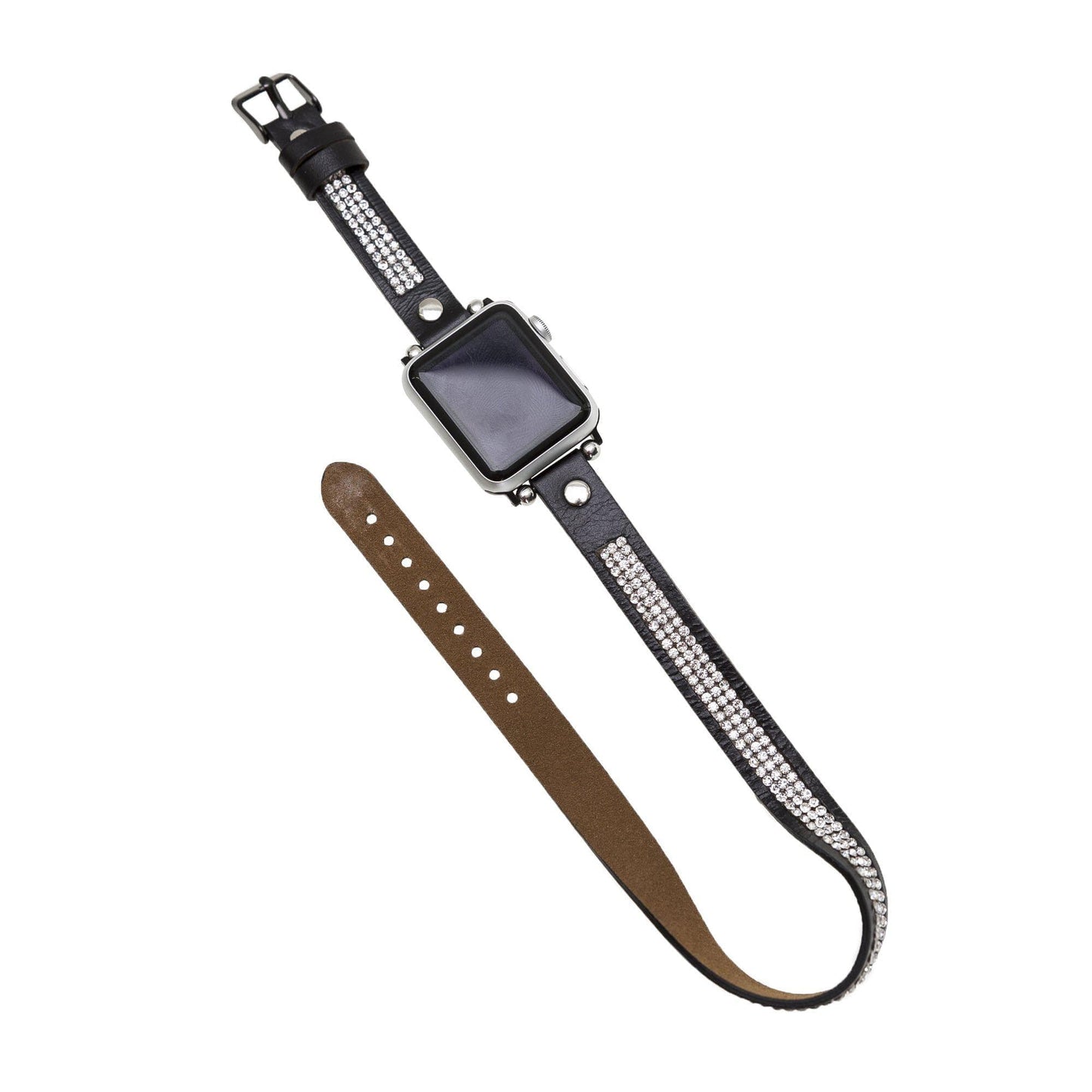 UnBranded Crystal Double Tour Leather Apple Watch Band