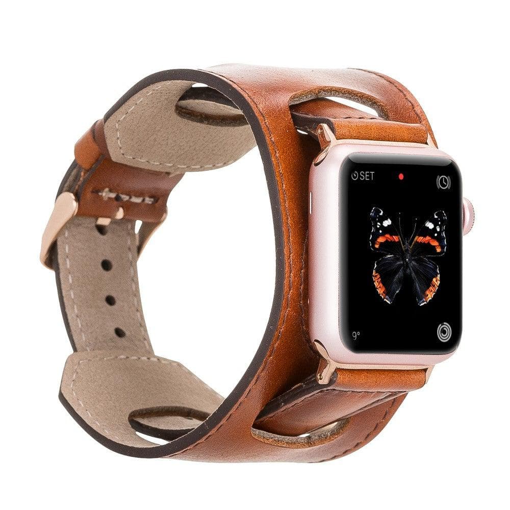 UnBranded Cuff Leather Apple Watch Band Tan