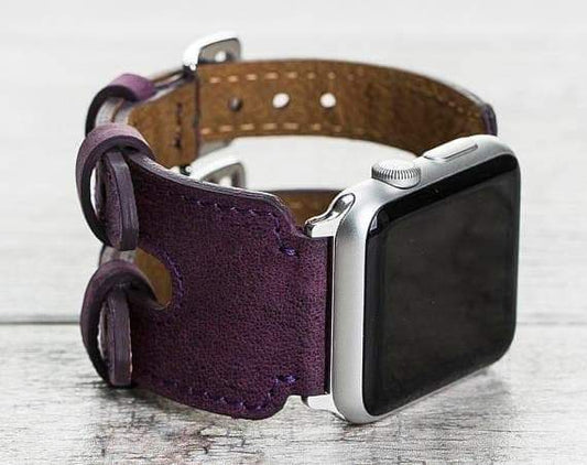 UnBranded Double Cuff Leather Apple Watch Band Purple