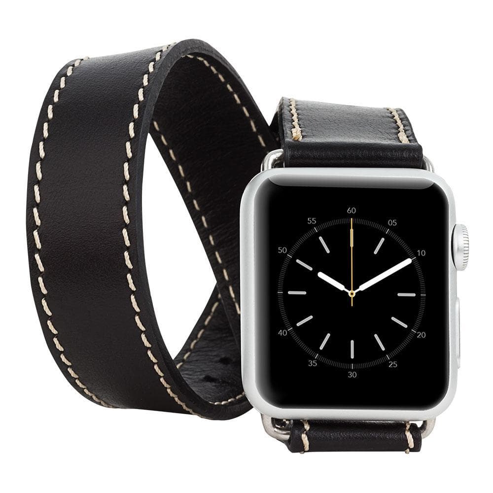 UnBranded Double Tour Leather Apple Watch Band Black