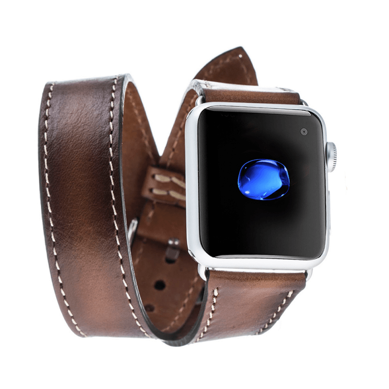 UnBranded Double Tour Leather Apple Watch Band Tan