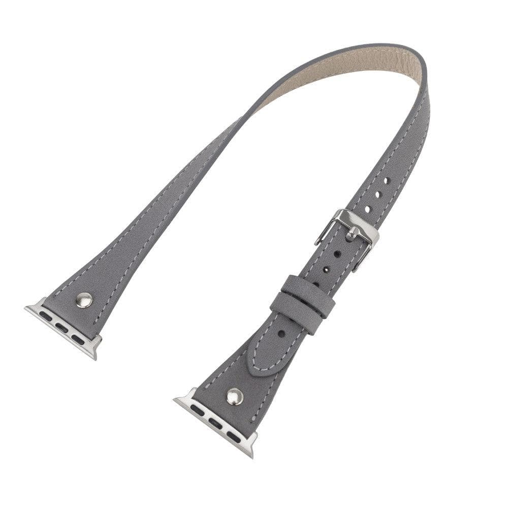 Bayelon Hector Double Tour Leather Apple Watch Band - Silver Trok