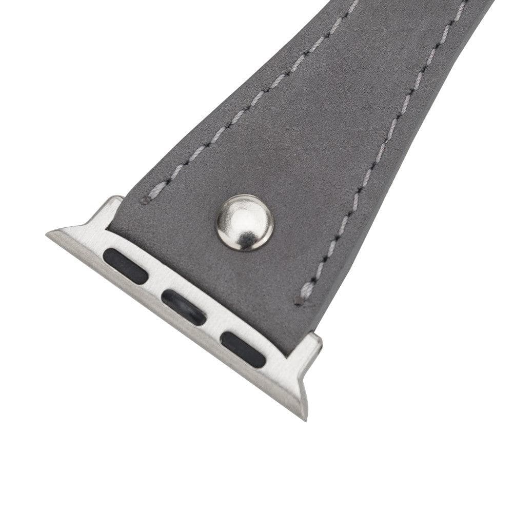 Bayelon Hector Double Tour Leather Apple Watch Band - Silver Trok