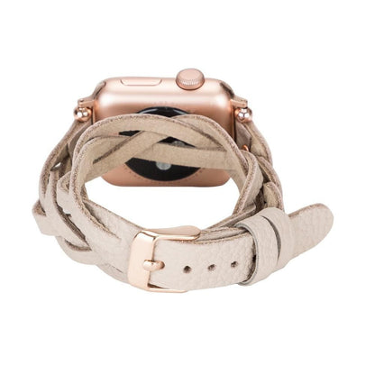 UnBranded Peggy Ferro Braided Double Tour Rose Gold Trok Style Genuine Leather Apple Watch Band